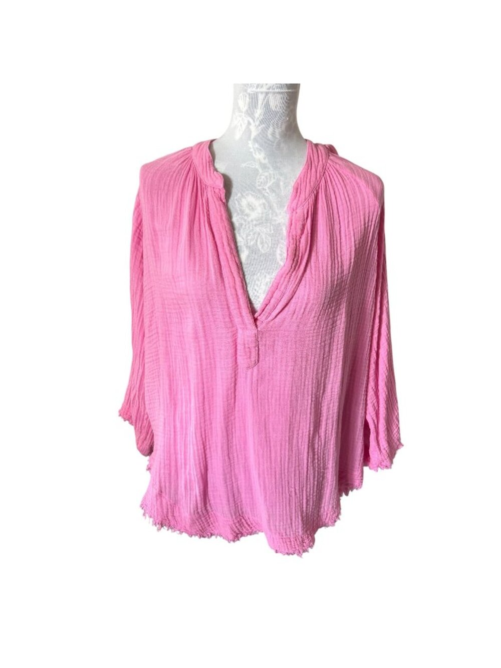 9 Seed Resort Top Pink Womens Gauze Lightweight Size Small Cotton
